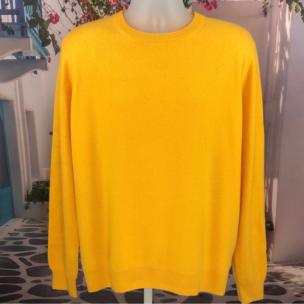 NWT J. Crew 100% Cashmere Golden Yellow Crewneck Sweater